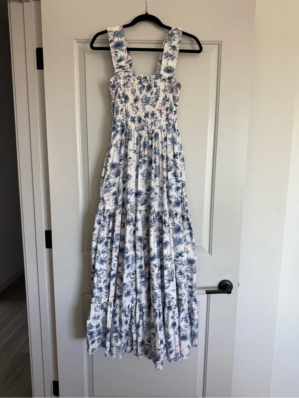 Abercrombie & Fitch White Maxi Dress with Blue and Pink Floral Print